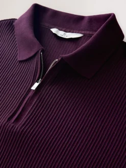 Poloshirts|Next - Smart poloshirt met textuur en rits Paars