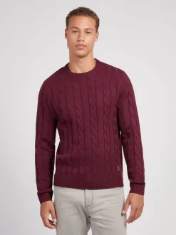 Gebreide Kleding|U.S. Polo Assn - . Mens Cable Knit Crew Jumper Paars