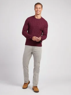 Gebreide Kleding|U.S. Polo Assn - . Mens Cable Knit Crew Jumper Paars