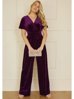Jumpsuits En Playsuits|Yumi - - Jumpsuit met engelenmouwen Paars