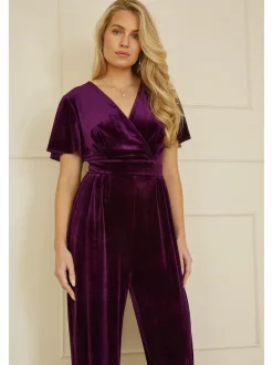 Jumpsuits En Playsuits|Yumi - - Jumpsuit met engelenmouwen Paars