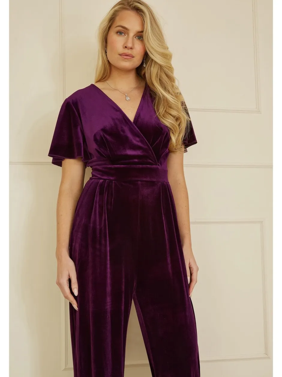 Jumpsuits En Playsuits|Yumi - - Jumpsuit met engelenmouwen Paars