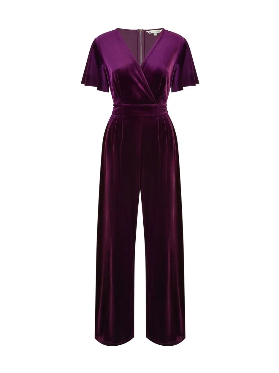 Jumpsuits En Playsuits|Yumi - - Jumpsuit met engelenmouwen Paars