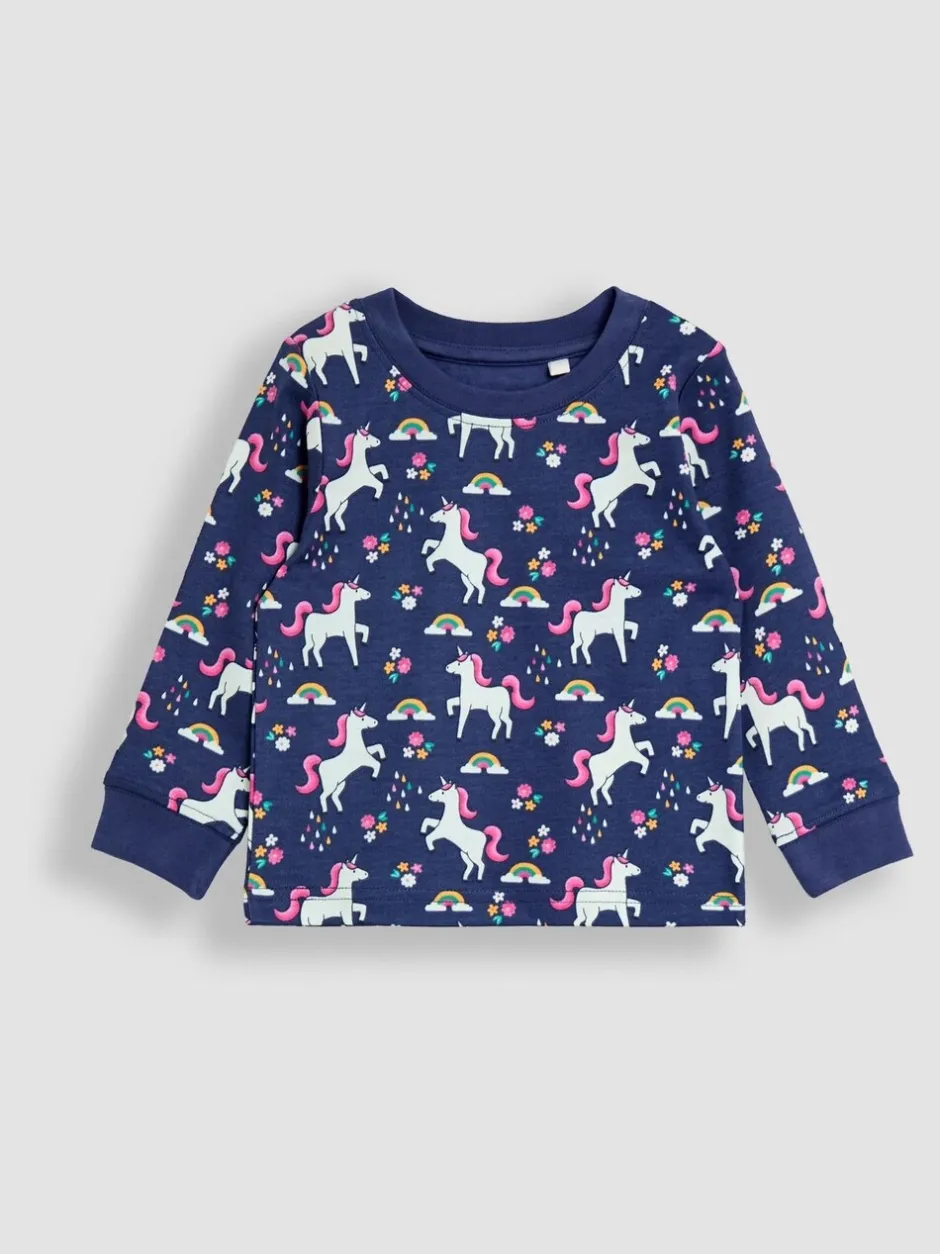 Nachtkleding En Pyjama's|Pyjama's|Jojo Maman Bébé - Print Glow In The Dark Jersey Pyjamas Paars met eenhoornprint