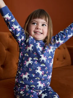 Nachtkleding En Pyjama's|Pyjama's|Jojo Maman Bébé - Print Glow In The Dark Jersey Pyjamas Paars met eenhoornprint