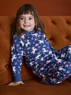 Nachtkleding En Pyjama's|Pyjama's|Jojo Maman Bébé - Print Glow In The Dark Jersey Pyjamas Paars met eenhoornprint