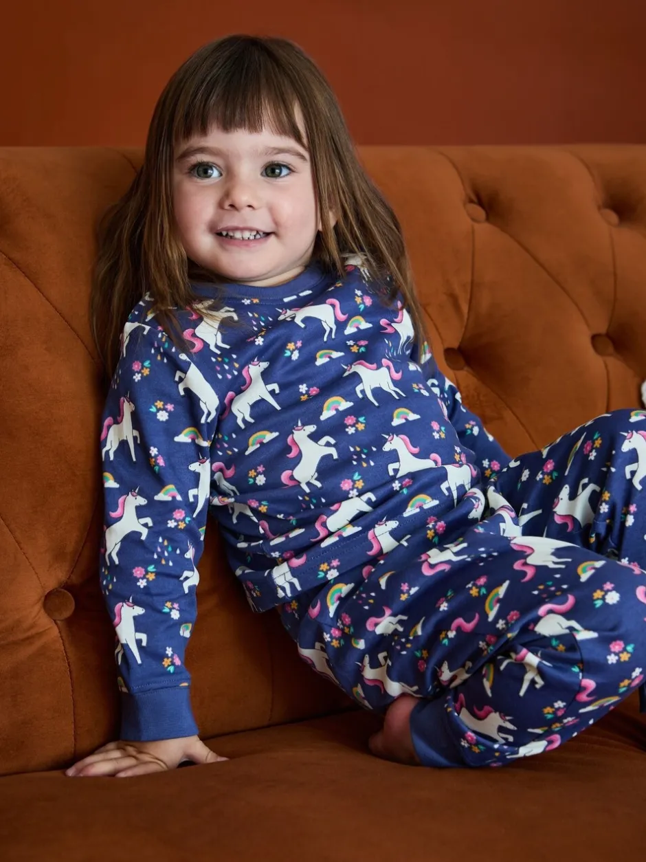 Nachtkleding En Pyjama's|Pyjama's|Jojo Maman Bébé - Print Glow In The Dark Jersey Pyjamas Paars met eenhoornprint
