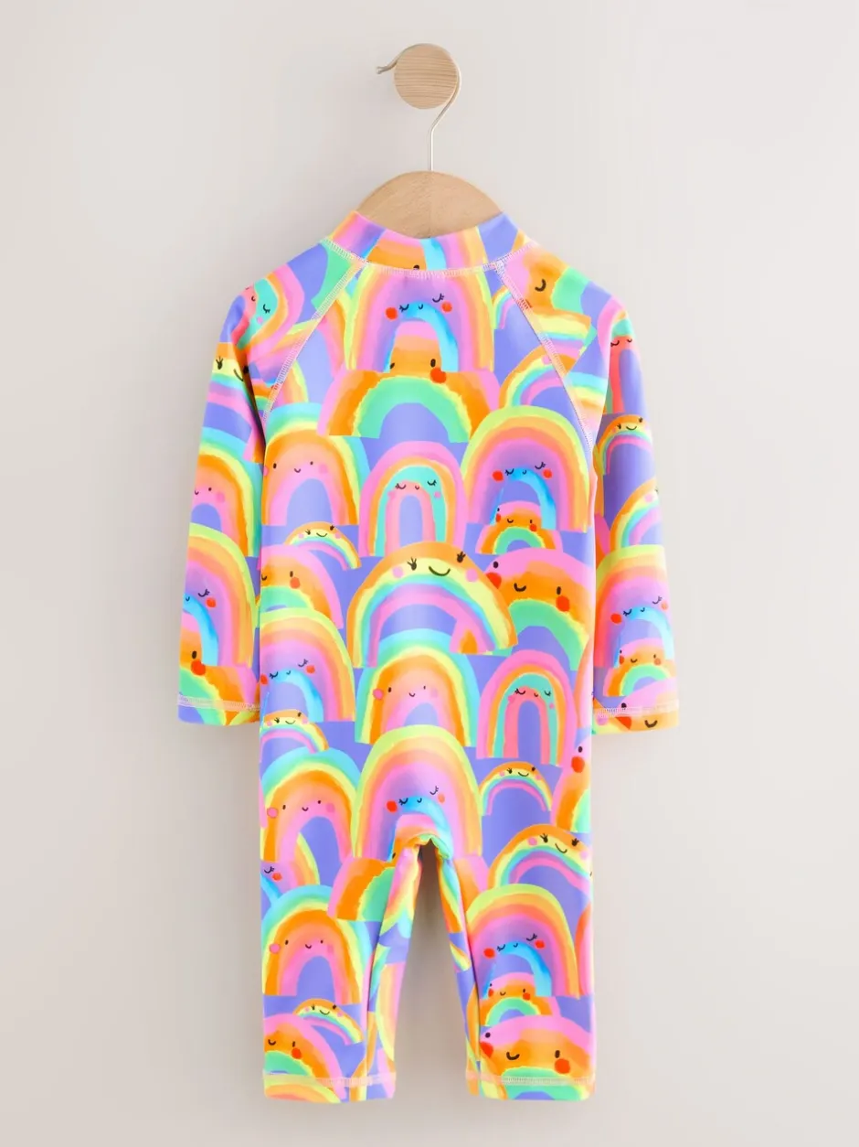 Badkleding*Next Paars met regenboog - Zonbeschermend badpak met lange pijpen (3 mnd-7 jr)