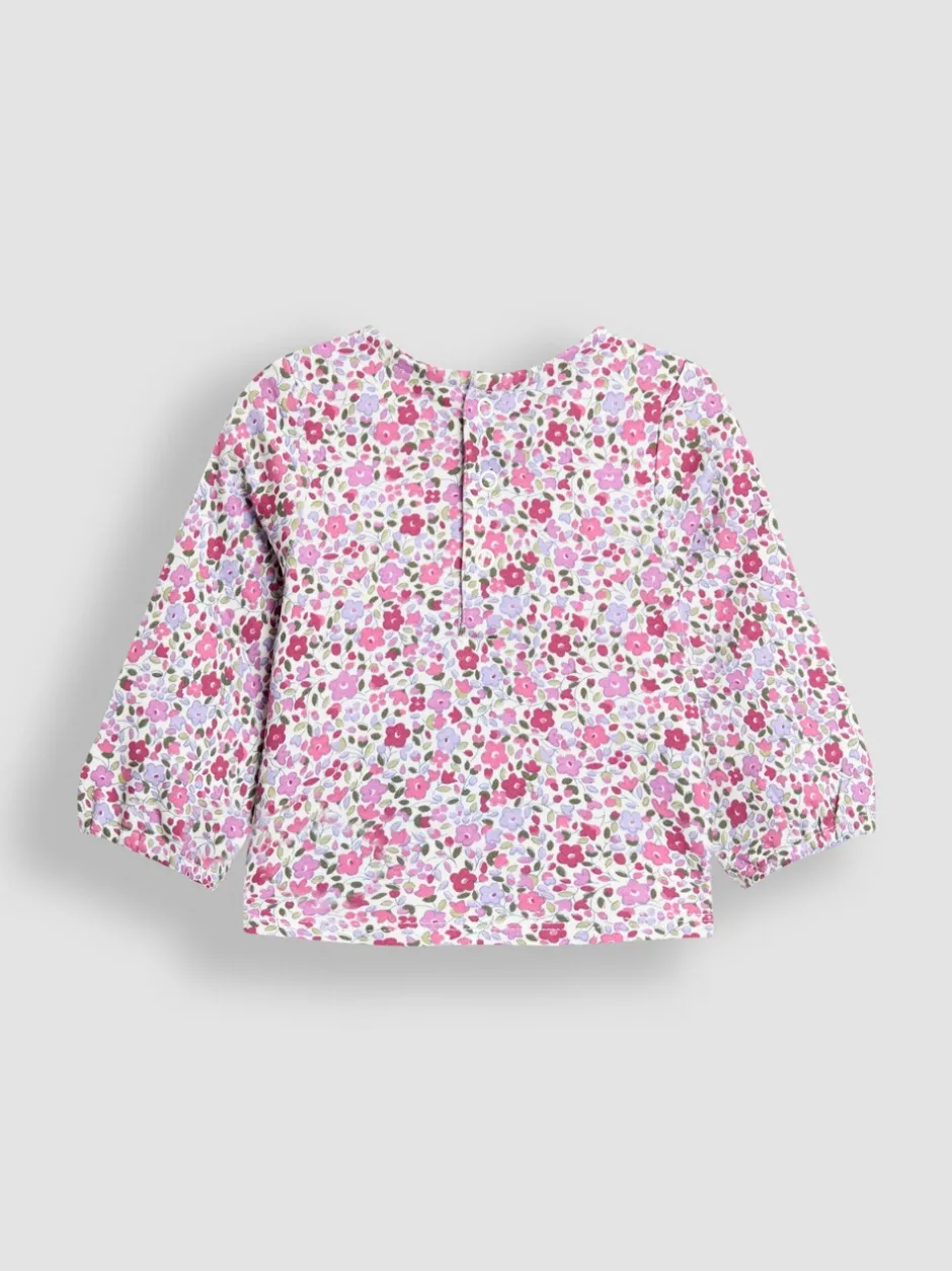 Jumpsuits En Playsuits*Jojo Maman Bébé - Appliqué Velour Dungarees & Top Set Paars met vlinderprint