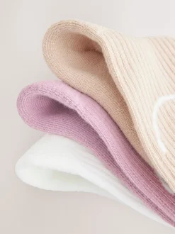 Sokken En Panty's|Sokken En Panty's|Next Paars, Wit en Naturel - 3 Paar enkelsokken met verzachte zool en hoog katoengehalte