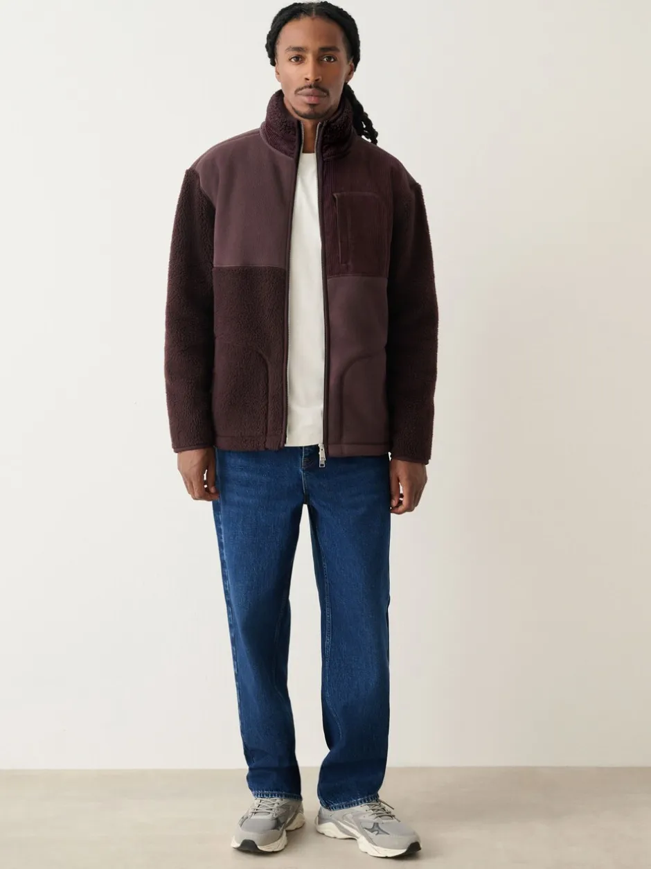 Jassen En Jacks|Sweaters En Hoody´S*Next - Cord Block Zip Through Funnel Fleece Paarsblauw