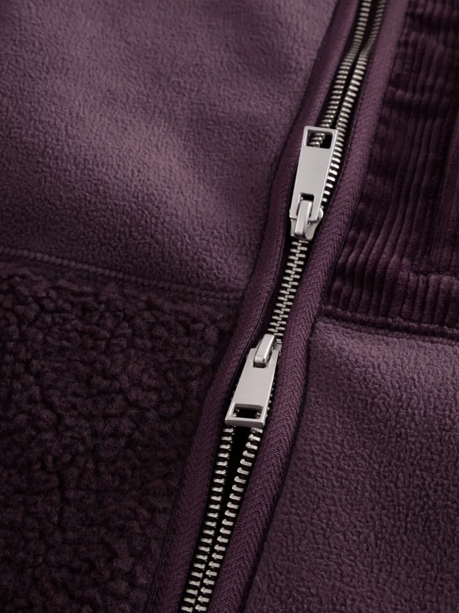 Jassen En Jacks|Sweaters En Hoody´S*Next - Cord Block Zip Through Funnel Fleece Paarsblauw