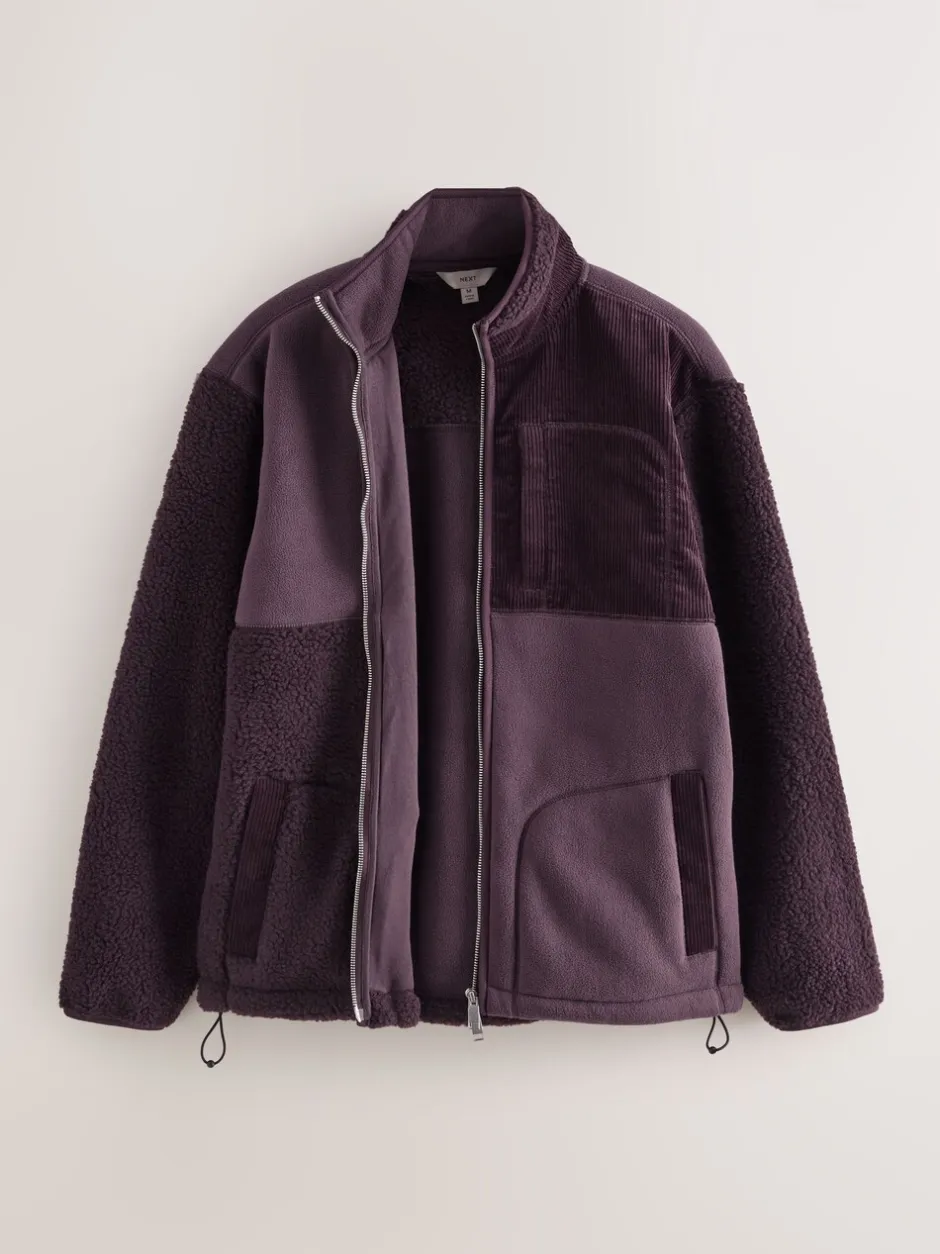 Jassen En Jacks|Sweaters En Hoody´S*Next - Cord Block Zip Through Funnel Fleece Paarsblauw