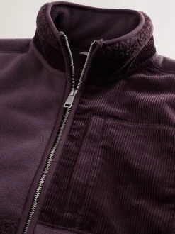 Jassen En Jacks|Sweaters En Hoody´S*Next - Cord Block Zip Through Funnel Fleece Paarsblauw