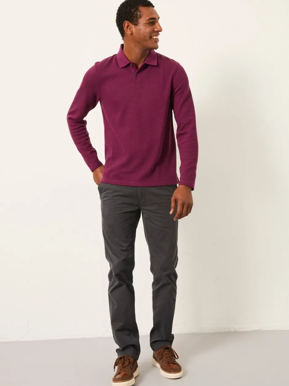 Poloshirts|T-Shirts En Hemden*Fat Face - FatFace Long Sleeve Ribbed Polo Paarsblauw