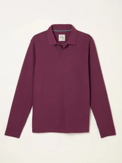 Poloshirts|T-Shirts En Hemden*Fat Face - FatFace Long Sleeve Ribbed Polo Paarsblauw