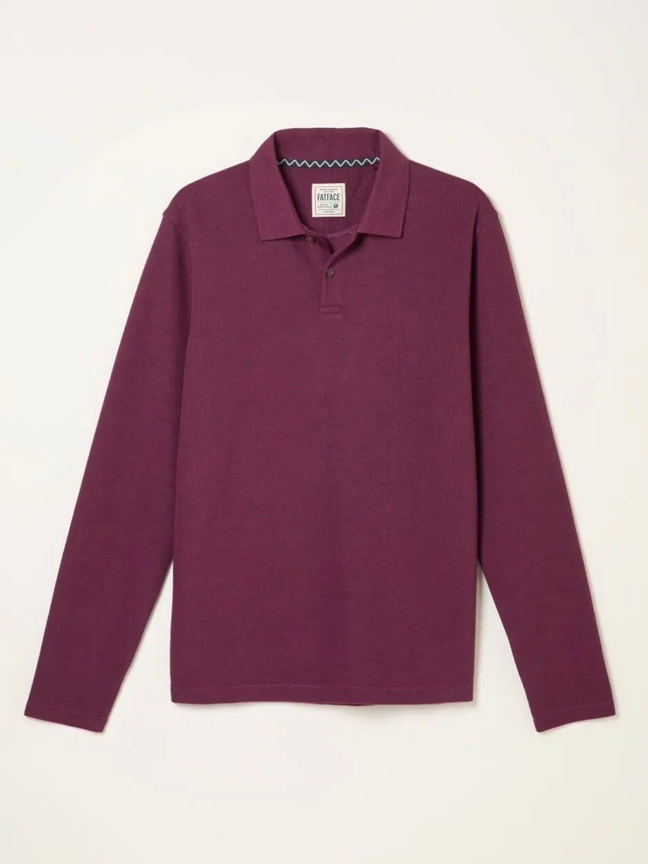 Poloshirts|T-Shirts En Hemden*Fat Face - FatFace Long Sleeve Ribbed Polo Paarsblauw