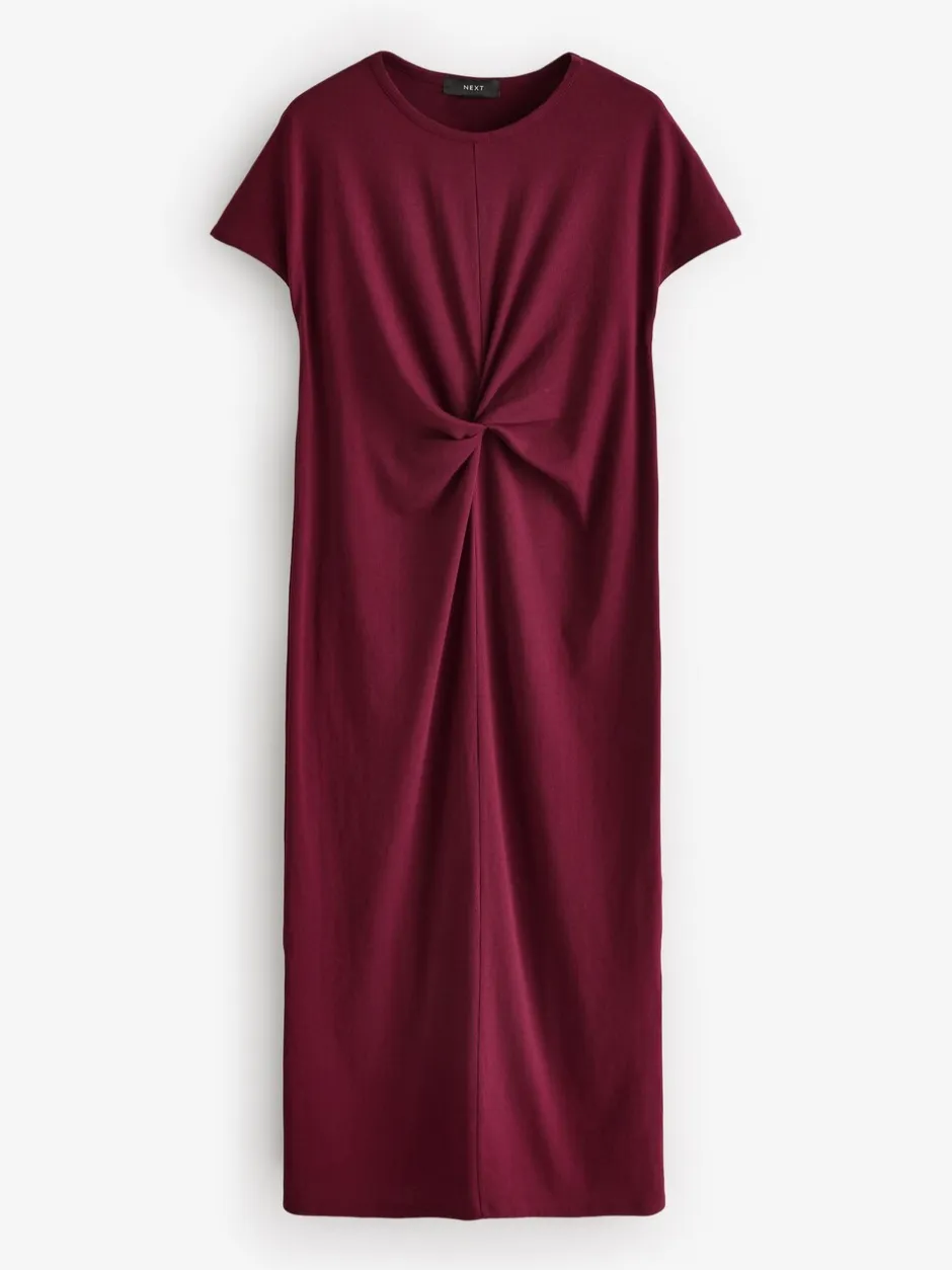 Jurken|Next - Zomerse T-shirtjurk met draai en korte mouwen Paarsblauw