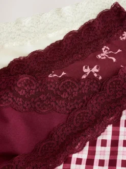 Onderbroeken*Next Paarsrode strikprint - Katoenen kanten slipjes 4 stuks