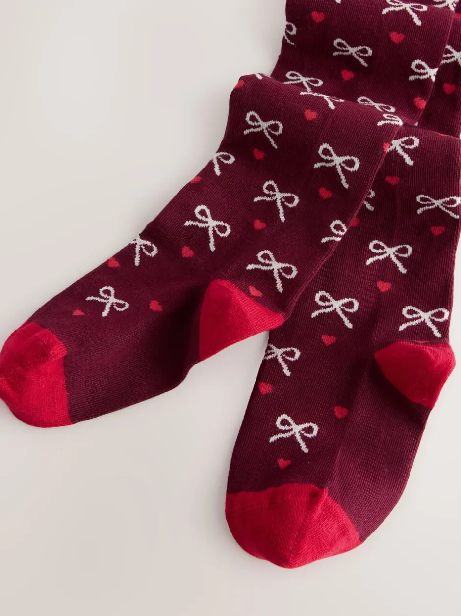 Sokken En Panty's*Next Paarsrood - Cotton Rich Bow Tights