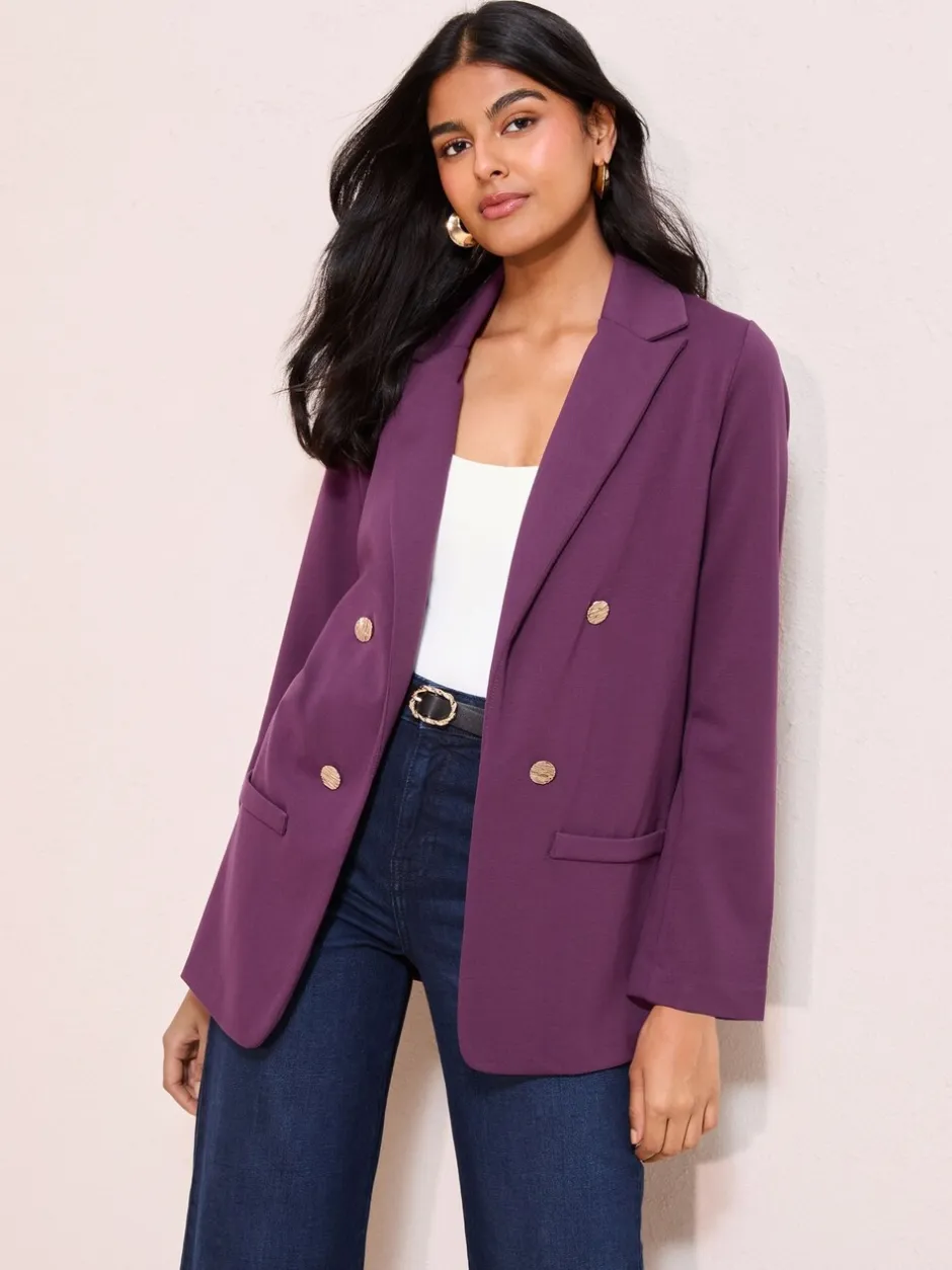 Kostuums En Werkkleding|Friends Like These - Edge To Edge Ponte maatgesneden blazer Paarsrood