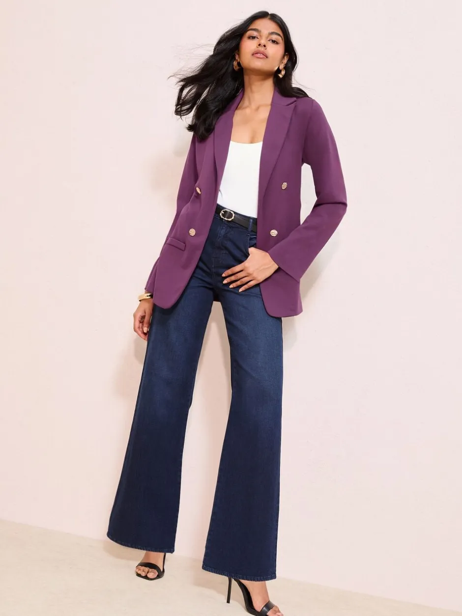 Kostuums En Werkkleding|Friends Like These - Edge To Edge Ponte maatgesneden blazer Paarsrood
