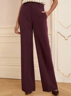 Kostuums En Werkkleding|Love & Roses Paarsrood - broek met wijde pijpen