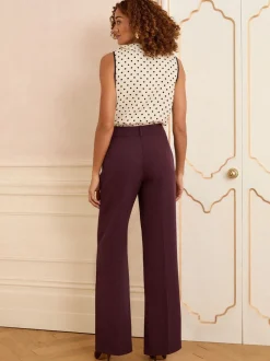 Kostuums En Werkkleding|Love & Roses Paarsrood - broek met wijde pijpen