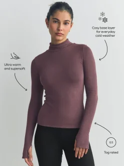 Alle Nacht- En Loungekleding*Next - Thermal Maximum Warmth Cosy Ribbed Roll Neck Top Paarsrood
