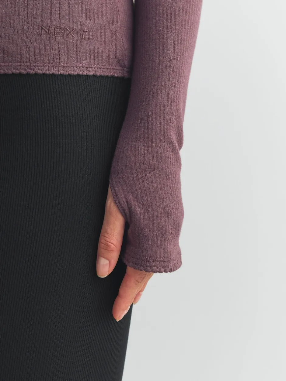 Alle Nacht- En Loungekleding*Next - Thermal Maximum Warmth Cosy Ribbed Roll Neck Top Paarsrood