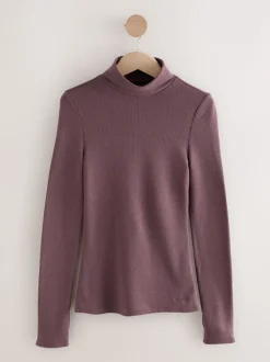 Alle Nacht- En Loungekleding*Next - Thermal Maximum Warmth Cosy Ribbed Roll Neck Top Paarsrood