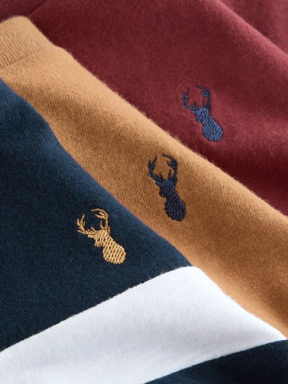 T-Shirts|Tops*Next - Kleurblok T-shirts met lange mouwen 3 verpakking (3-16jr) Paarsrood/bruin/marineblauw