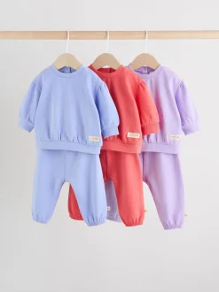 Sets En Outfits|Sweaters En Hoody´S|Next - Baby sweatshirt en joggingbroek 6 -delige set (0mnd -2jr) Paars/roze/blauw
