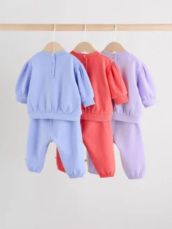 Sets En Outfits|Sweaters En Hoody´S|Next - Baby sweatshirt en joggingbroek 6 -delige set (0mnd -2jr) Paars/roze/blauw