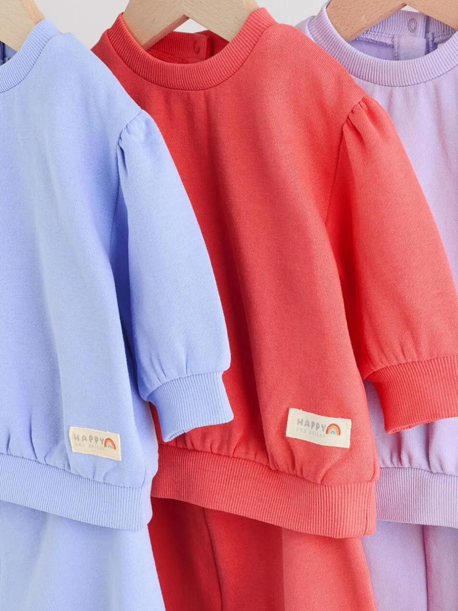 Sets En Outfits|Sweaters En Hoody´S|Next - Baby sweatshirt en joggingbroek 6 -delige set (0mnd -2jr) Paars/roze/blauw