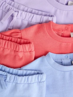 Sets En Outfits|Sweaters En Hoody´S|Next - Baby sweatshirt en joggingbroek 6 -delige set (0mnd -2jr) Paars/roze/blauw