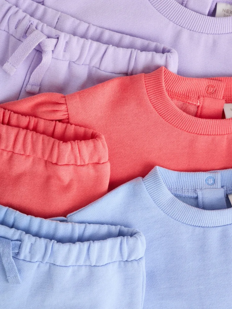 Sets En Outfits|Sweaters En Hoody´S|Next - Baby sweatshirt en joggingbroek 6 -delige set (0mnd -2jr) Paars/roze/blauw