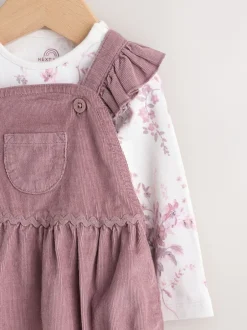 Sets En Combisets|Babypakjes En Babypyjama's*Next Paars/wit - Corduroy Baby Rompertje en Bodysuit met Lange mouwen en Panty's 3 -delige Set (0mnd -2jr)