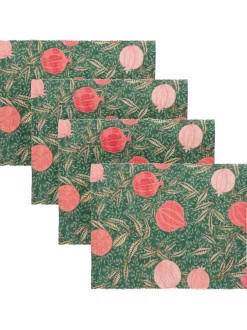 Tafellinnen En Placemats |Paoletti - Set van 4 tafelplacemats in paarsrood