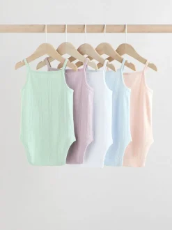 Rompertjes En Hemdjes|Rompertjes En Hemdjes|Next Pastel - 5 Pack Vest Pointelle Baby Bodysuits