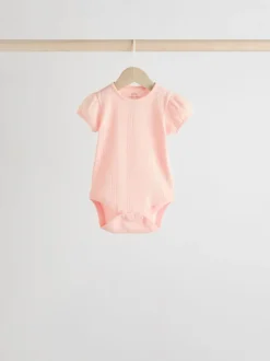 Rompertjes En Hemdjes|Rompertjes En Hemdjes|Next Pastel - 5 Pak Korte mouwen Pointelle Baby Bodysuits