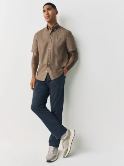 Shirts*Next Pastel geel naturel - Normale Pasvorm - Oxford-overhemd met korte mouwen