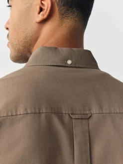 Shirts*Next Pastel geel naturel - Normale Pasvorm - Oxford-overhemd met korte mouwen