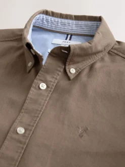 Shirts*Next Pastel geel naturel - Normale Pasvorm - Oxford-overhemd met korte mouwen
