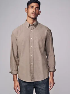 Formele Overhemden*Next Pastel geel naturel - Soft Touch Oxford Long Sleeve Shirt