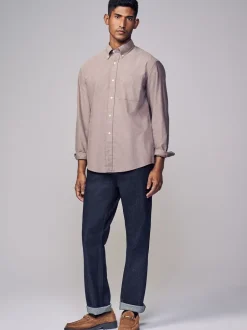 Formele Overhemden*Next Pastel geel naturel - Soft Touch Oxford Long Sleeve Shirt