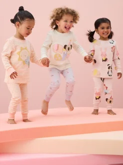 Nachtkleding En Pyjama's|Pyjama's|Next Pastel met tekenfiguurtjesprint - Knus pyjama met lange mouwen 3 Pack (9maanden -12jaar)
