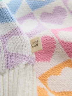 Gebreide Kleding|Little Bird by Jools Oliver - Knitted Colourblock Jumper Pastel Rainbow Hearts