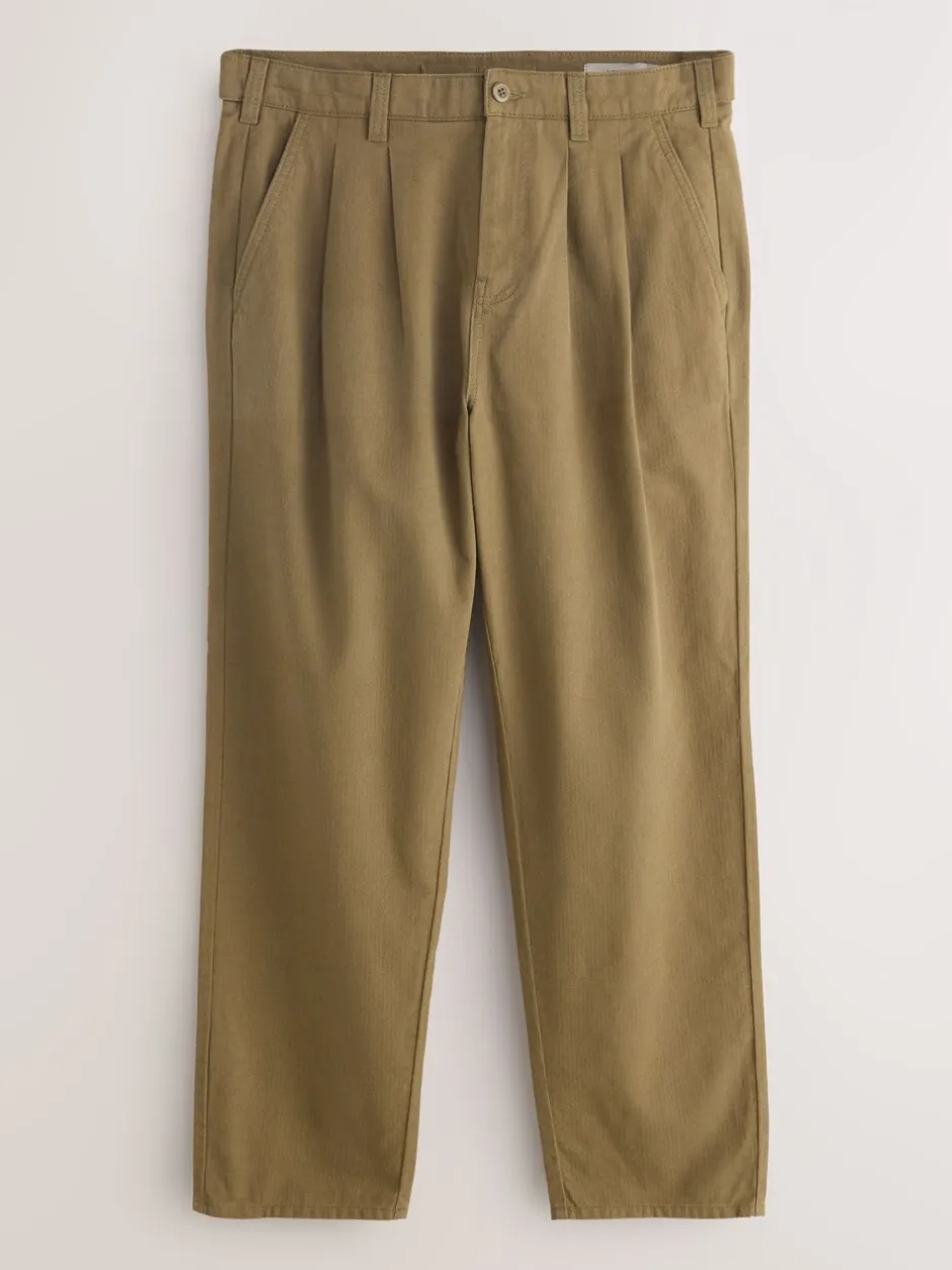 Broeken En Chino's*Next - Authentic Twin Pleated Textured Trousers Pastelgeel