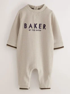 Rompertjes En Tuinbroeken|Baker by Ted Baker - Textured Long Sleeve Romper Pastelgeel
